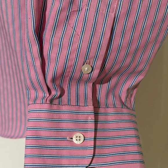Lauren Ralph Lauren Striped Button Down Shirt in Pink and White - Picture 4 of 6